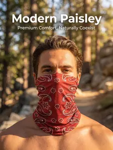 1Pc Paisley Seamless Neck Gaiter, Multifunctional Unisex Bandana Face Cover Balaclava Head Wrap