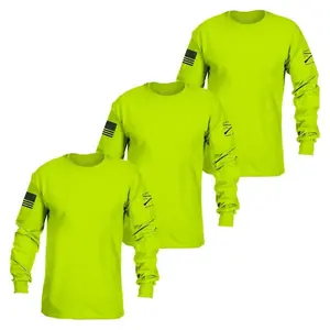 Men's Basic Long-Sleeve T-Shirts, 3-Pack, Safety Green