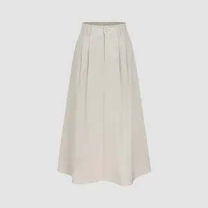 Cider [3 colors, size 2-26] Linen-blend High Rise Solid Pocket Maxi Skirt