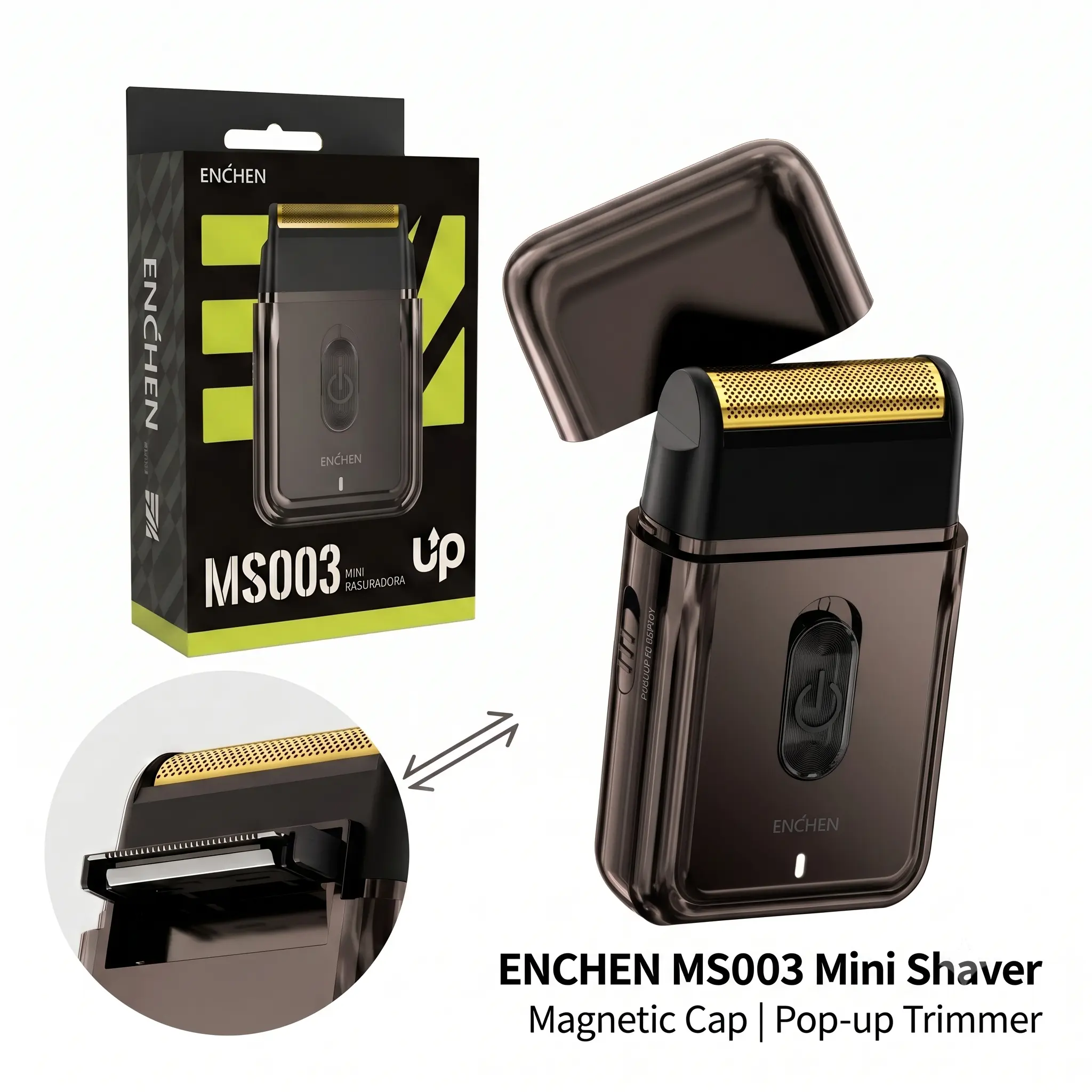 ENCHEN Men's Electric Foil Shaver - Compact, 1-Button Operation, Comfortable Grip, Rechargeable Cordless, Deep Clean, Portable - Ideal for Home & Travel Body Shaving