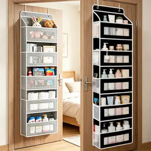 1pc Behind Door Wardrobe Storage, Multi-Layer Hanging Bag Classification, Bathroom Toys/Bedroom Miscellaneous Items, 5 Large Capacity Pockets, Hanging Storage Boxes Above The Door, Hanging Wardrobe Storage Boxes, Suitable for Bedrooms, Bathrooms