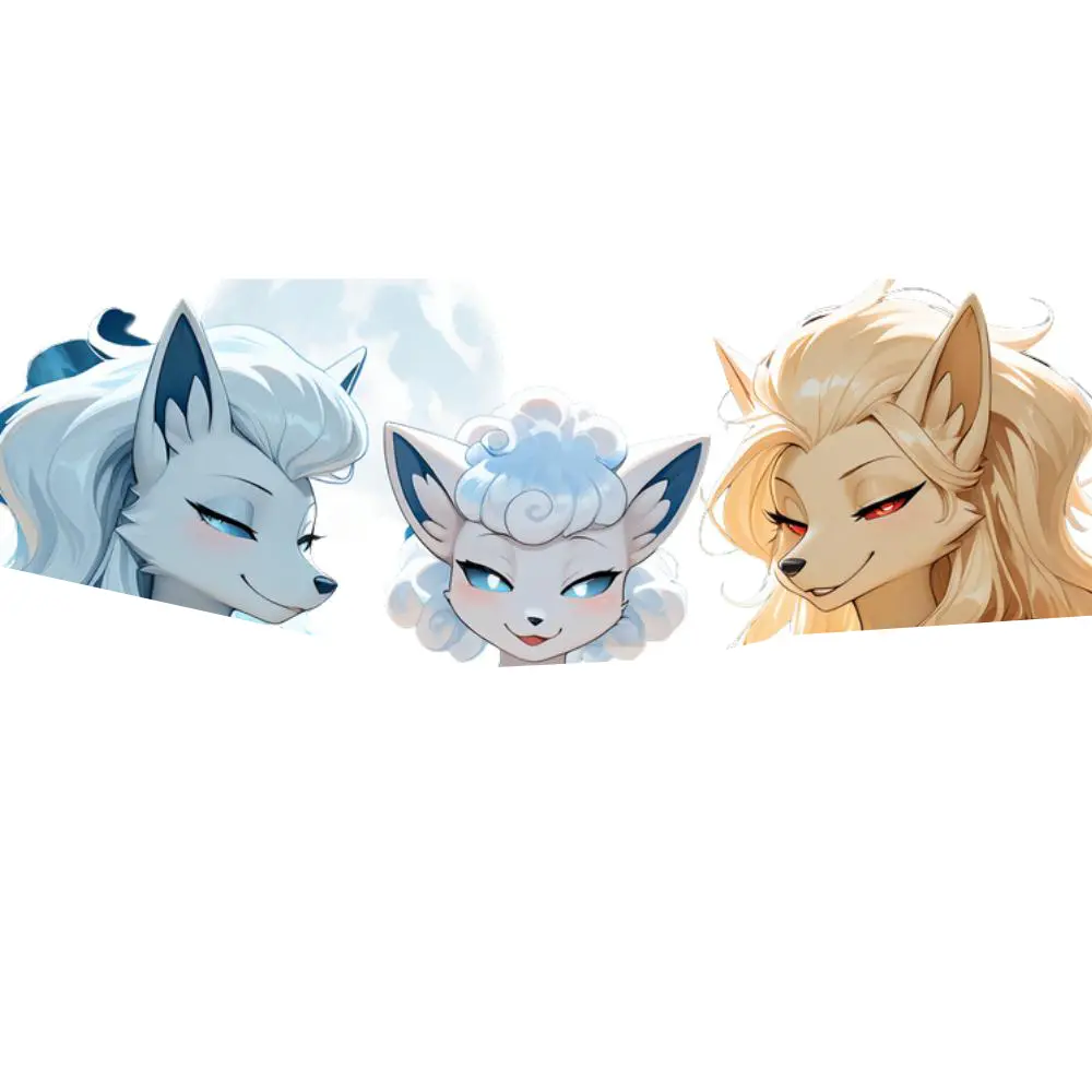 Arctic Fox Spirit Trio Vinyl Sticker, Magical Fantasy Creature Art, Snowy Mystic Aesthetic Design, Glossy Finish, Laptop Car Water Bottle Decor