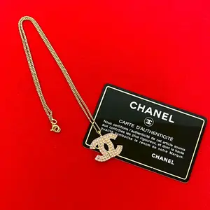 Pre-owned CHANEL Brass Small Leather Goods Coco Mark Necklace