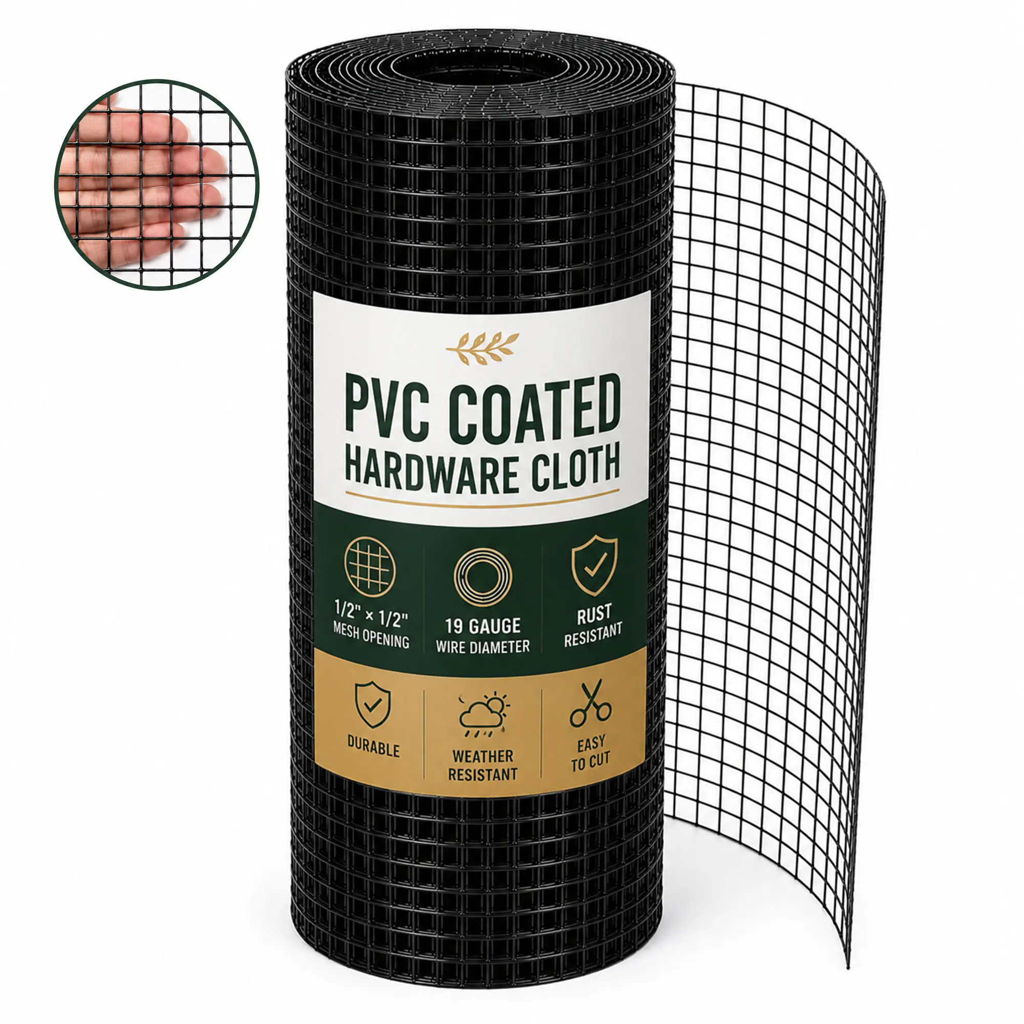 SANZEUS Hardware Cloth, 36'' x 50' 1/2 inch Galvanized Wire Mesh Roll, 19 Gauge Chicken Wire Fencing Roll, Vinyl Coating Metal Wire Mesh for Chicken Coop Barrier, Rabbit Snake Fences, Poultry Enclosures