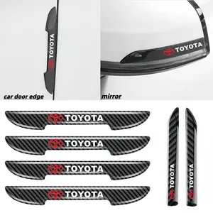 6-Pack Car Carbon Fiber Bumper Stickers, Door Edge Protection Film, Rearview Mirror Anti-Collision Decals, Fits Toyota All Models, Car Decoration