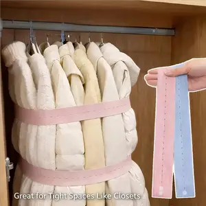 3Pcs Elastic Clothing Organizer Straps | Adjustable Space Saver with Buttons & Buckles for Drawer, Wardrobe & Travel Luggage, Random Colors