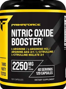 Primaforce Nitric Oxide Booster (2,250mg, 120 Capsules) - 40 Servings of Our Nitric Oxide Boosting Blend for Pre-Workout and Post-Workout