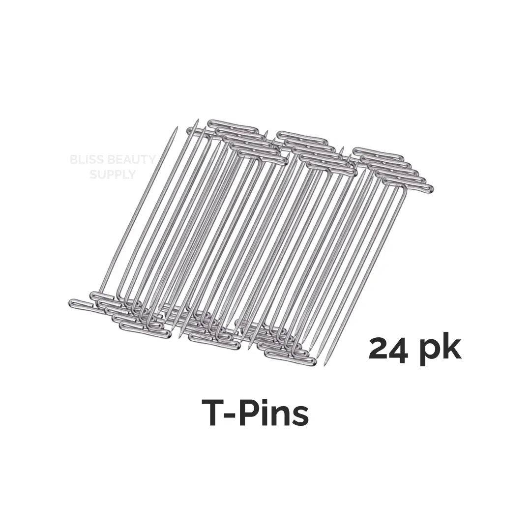 Nickel-plated T-Pins 24 pk for Holding Wig to Foam Head