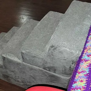 Dog Stairs Ramp for Small Dogs and Cats 5-Step Curved Pet Steps with High-Density Foam for Puppy and Older Cats Indoor Ramp Stairs for Couch High Beds Sofa Chairs Grey