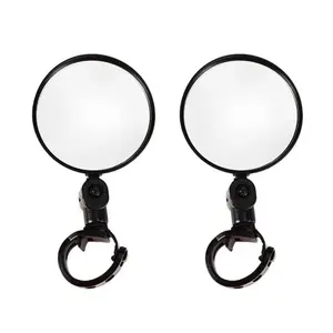 Two-pack of convex bicycle rearview mirrors, suitable for mountain and road bike handlebars. Wide-angle design, 5cm/8cm adjustable, high-definition lenses enhance vision. Ideal for outdoor sports and cycling. Features include a non-slip, stable structure.