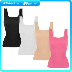 Women's Tummy Control Shapewear Tank Tops, Square Neck Compression Vest Tops, Solid Backless Camisole Body Shaper, Womenswear Springtok