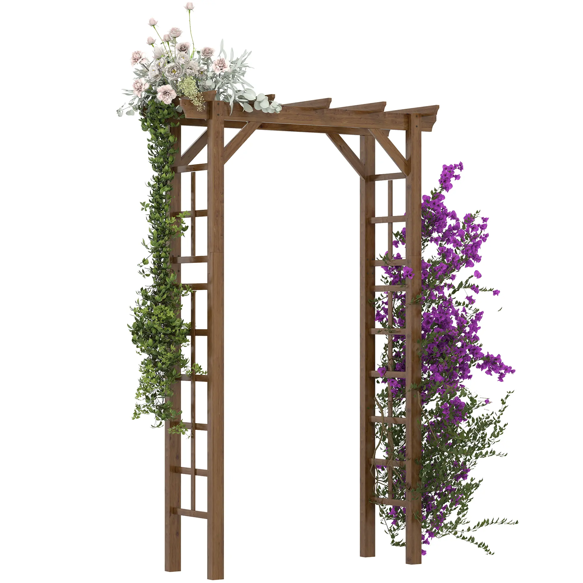 85" Carbonized Fir Wood Garden Arbor - Water-Resistant Pergola-Style Gate, Outdoor Trellis for Climbing Vines Roses Wisteria, Rustic Backyard Entryway for Weddings