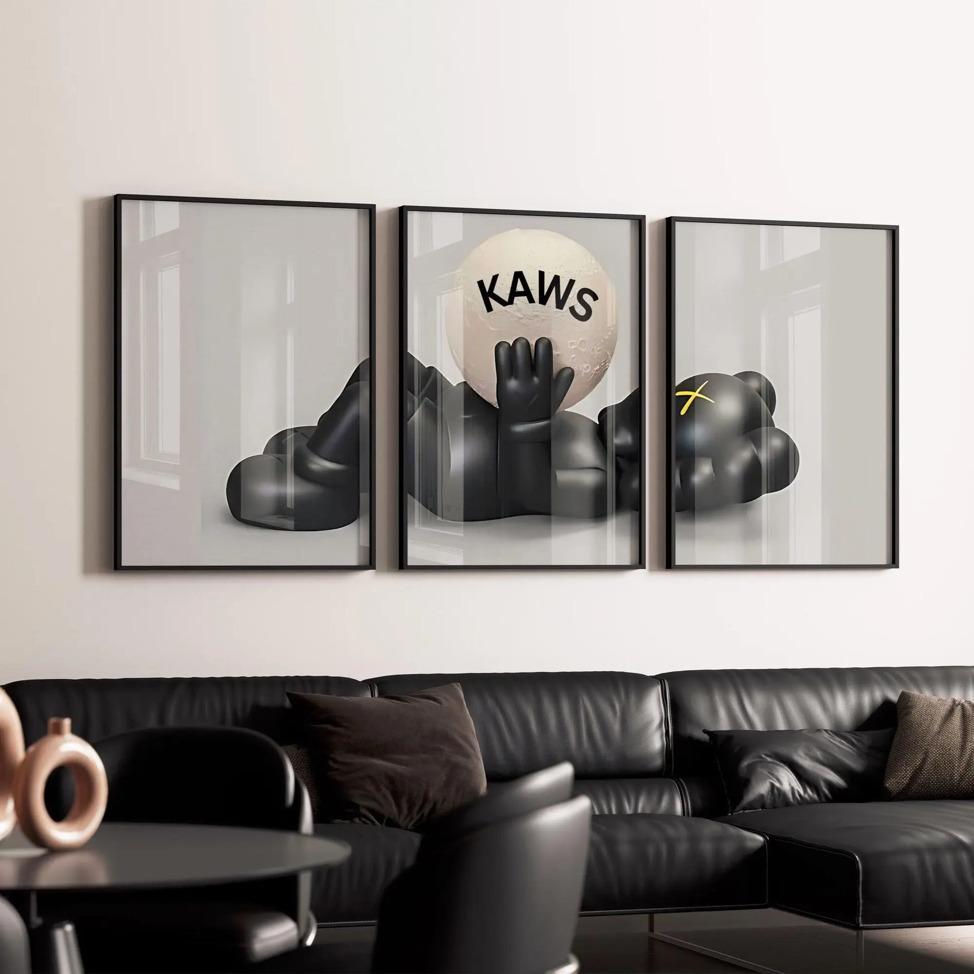 KAWS 3-Piece Poster Set - Water Resistant Paper Prints, Hypebeast Wall Art, Minimalist Graffiti Decoration, Artwork Gift for Art Lovers