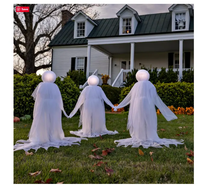 Lighted Halloween Phantom Ghost Stakes, Set of 3