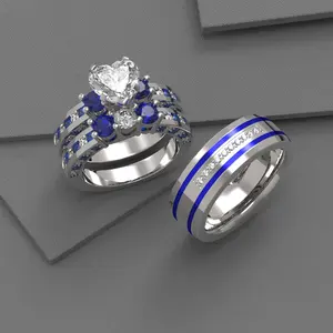 Wedding Ring Sets His And Hers Promise Ring Wedding Ring Sets His And Hers Couples Women 925 Sterling Silver Moissanite Man Titanium Wedding Band