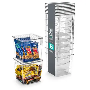 Sorbus Small Plastic Storage Bins - Clear Storage Boxes (8 Pack) for Organising Home and Office Container Drawer Kitchen Organiser