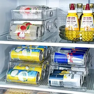 2-layer Stackable Soda Dispenser Suitable For Refrigerators With Lids - Durable And Sturdy Beverage Storage Box, BPA Free, Transparent Rolling Design, Refrigerator Box