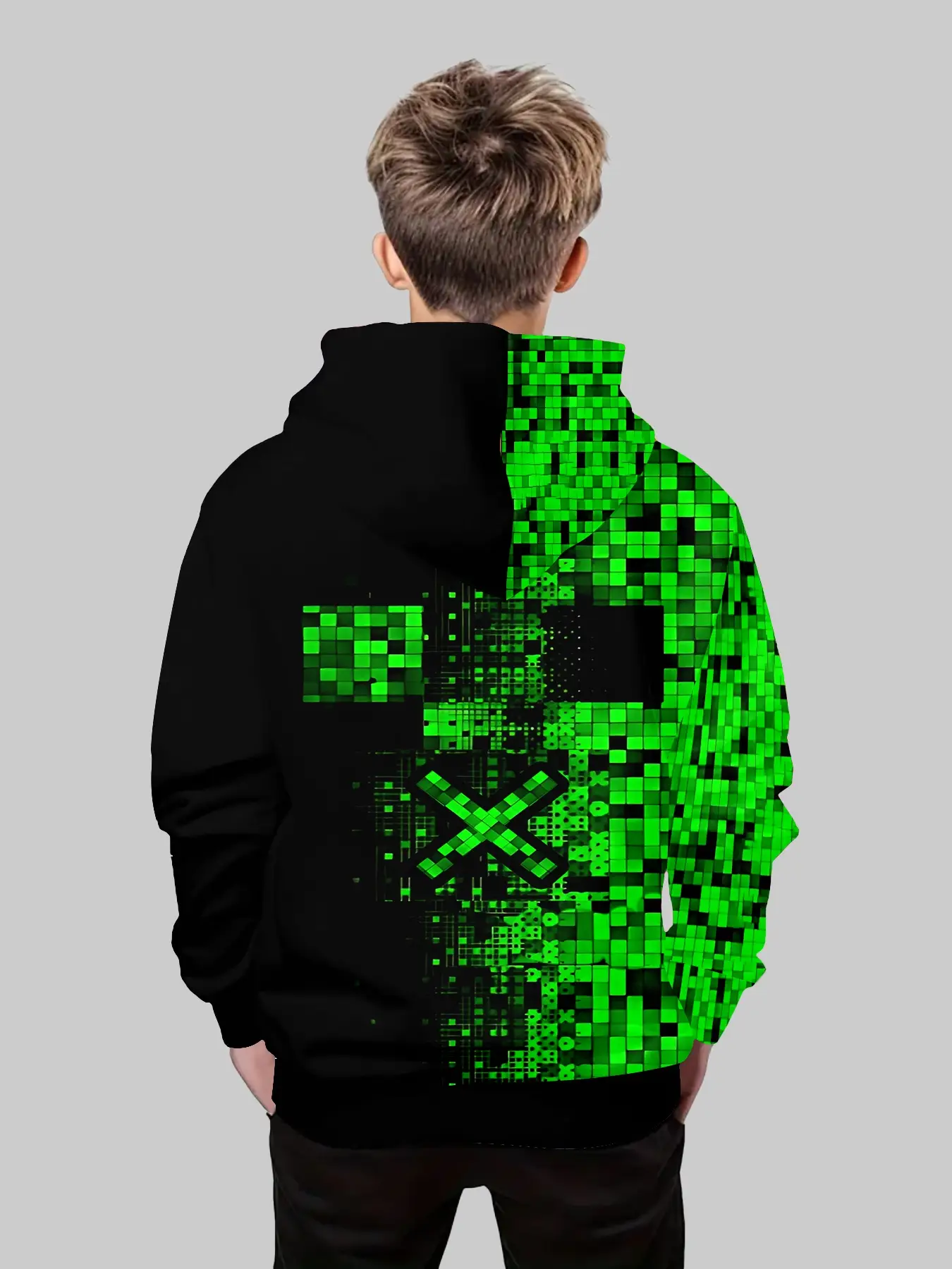 Boys' Fashion 3D Print Hoodie Sweatshirt, Casual Long Sleeve Pullover with Pockets, Stretch Polyester Blend, Ideal for Daily & Outdoor Wear