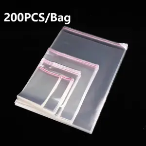 Transparent Cellophane Plastic Bag, 300pcs 3 Sizes Wrapping Bag, Resealable Bag for Photos Jewelry Sock Gift