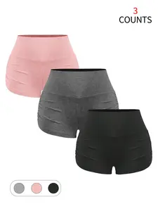 Women's 3-Pack High-Waisted Shorts, Camo & Leopard Print, Elastic Waist, Breathable Fabric, Perfect for Fitness & Daily Wear, Sport Shorts