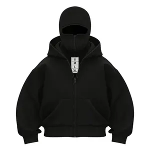 LLLang Blinko Balaclava Jacket Zip Up Fashion Double Layer Hoodie Hip Hop Outerwear Jacket Y2K Clothing for Men and Women