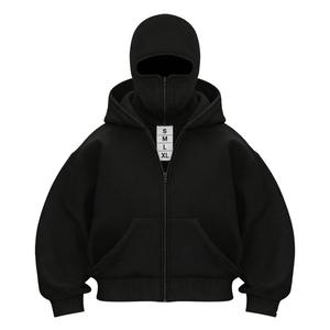 LLLang Blinko Balaclava Jacket Zip Up Fashion Double Layer Hoodie Hip Hop Outerwear Jacket Y2K Clothing for Men and Women