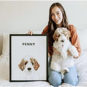 Modern Pet Portrait Decor Hanging Poster Print Cotton Frames Photo Artistic Ornaments Wall