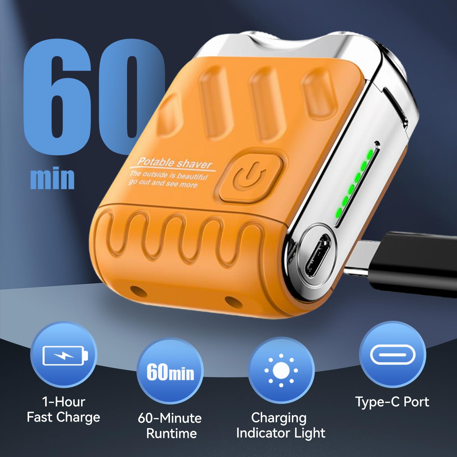 Portable Electric Shaver, USB Rechargeable, Cordless w/ Magnetic Head (Lightweight) | Beard Care Products, New Year Gift