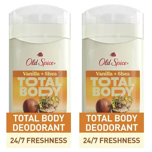 Men's Aluminum-Free Whole Body Deodorant Stick - Vanilla + Shea Scented Fragrance Aroma, 24hr Odor Protection, Dermatologist Tested, Smooth Gentle Body Care, Safe for All-Over Use
