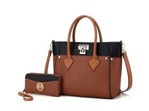 MKF Brynlee Color-Block Vegan Leather Tote Bag & Wallet Set - Stylish & Functional for Everyday Use