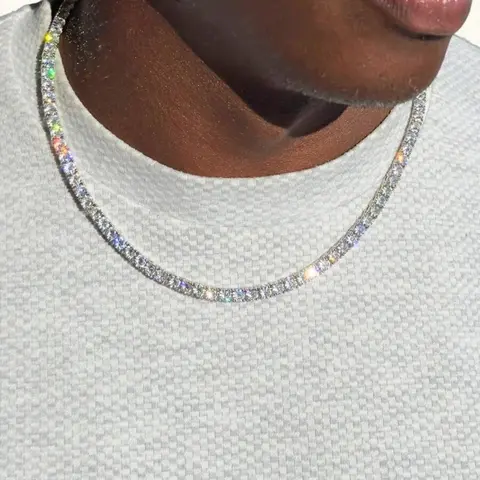 1pc Fashionable Hip-Hop Punk Style Flashing Tennis Chain Necklace, Statement Necklace, Suitable For Daily Wear And Party, Chains Necklace