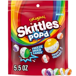 SKITTLES POP'd Originals Freeze Dried Candy 5.5oz Resealable Bag Crunchy Fruity Snack for Parties Movie Nights Strawberry Lemon Lime Grape Orange