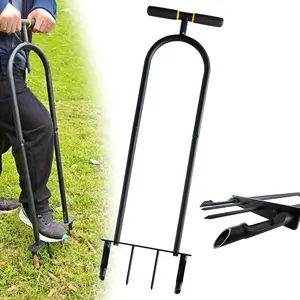 Aerator Lawn Tool - 2-in-1 Manual Plug & Core Aerator for Deep Soil Aeration, Heavy-Duty Step-to-Eject Anti-Clog System, Yard Aerator for Compacted Large Lawn & Healthier Grass