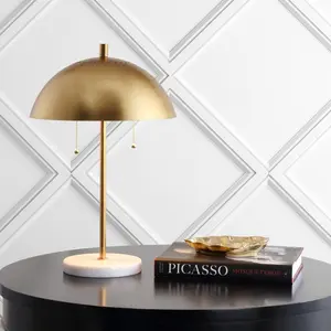 JONATHAN Y Ella Dome Metal with Marble Base LED Table Lamp , for bedroom, living room, foyer, hallways, dining room, dorms
