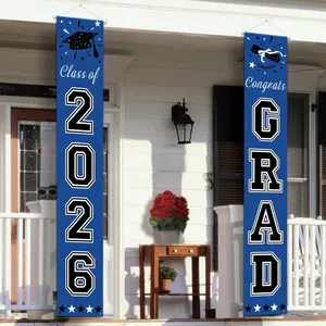 2026 Graduation Decorations Blue, Congrats Grad Porch Banner for Any Schools or Grades 2026 Graduation Party Decorations