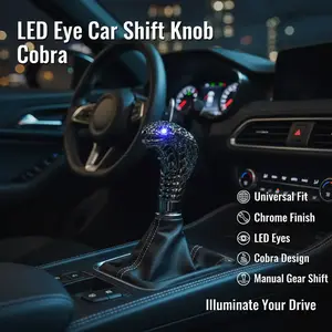 Universal Chrome Red Blue LED Eyes Car Cobra Manual Gear Shift Knob Snake Shifter Interchangeable Knob Gearshifter