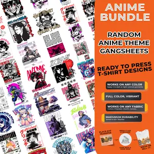 15PCS Anime Mystery DTF Transfer Bundle – Ready to Press Anime Designs | for T-Shirts, Totes & DIY Gifts