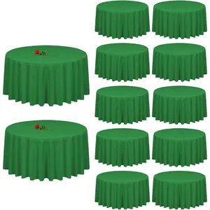 12 Pack Round Tablecloth 90 inch Green Table cloths for Round Tables,Stain and Wrinkle Resistant Washable Tablecloths Green Table Cloth Table 90 inchround Table Cloth for Wedding