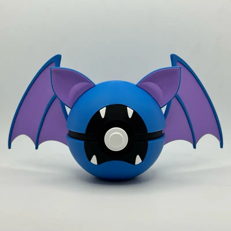 Large Zubat-Themed Pokeball Art Toy - Glowing Blue Highlights, Imaginative Play Accessory for Pokemon Fans & Collectors