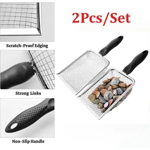 2Pcs/Set Gardening Soil Sifter,Gardening Sand Soil Sifter Compost Sifter with Handle,Two Garden Sifters 3.8/5mm Mesh,Rocks Sifter Dirt Sifter Soil Sifter Shovel,Ideal for Gardening Kitchen Metal summervibes