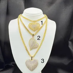 Cuban Chain Heart Shaped Charms - 3 Varieties with 4 mm Wide Design, Available in Multiple Colors