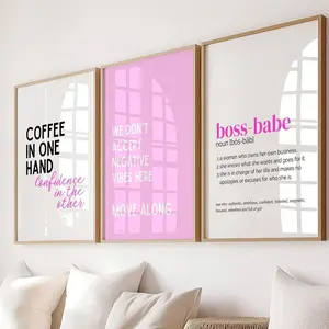 Pink Office Wall Art Office Decor for Women Inspirational Home Office Print Boss Babe Definition Print Set of 3 Wall Art Confidence Posters