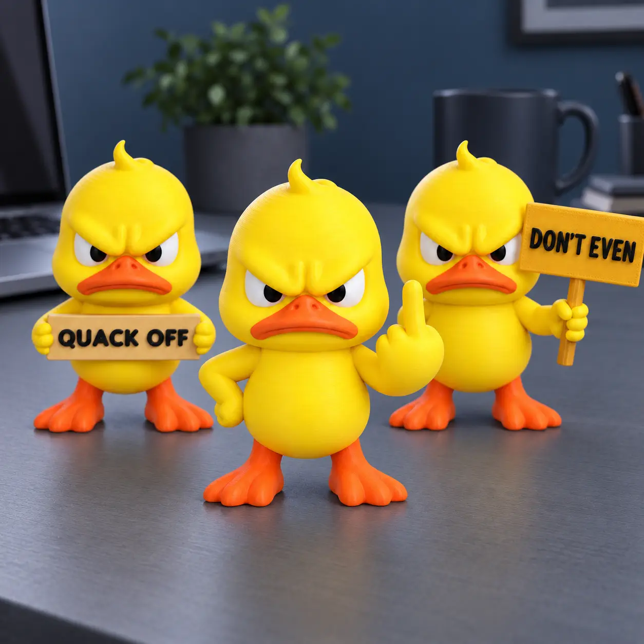 Duck Statue Funny Angry Duck Figurine Rude Gesture Sculpture Sarcastic Desk Decor Humorous Office Decoration Novelty Gift for Adults Friends Coworkers