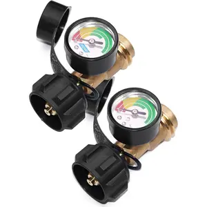 Tank Gauge Level  Leak Detector with Type 1 Connection (2 Pack), Gauge for  Tanks 5lb-40lb Universal for BBQ Gas Grill, Cylinder, RV Camper, Heater and More Appliances