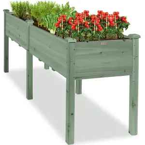 Best Choice Products 72x24x30in Raised Garden Bed, Elevated Wood Planter Box for Patio w/ Divider Panel