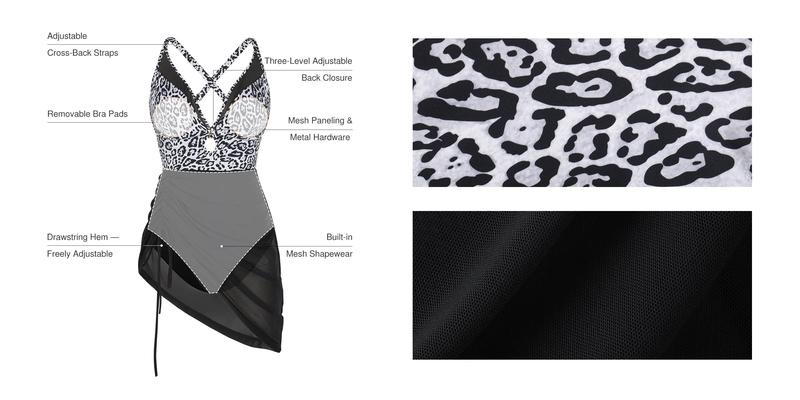 Popilush Women's One-Piece Built in Shapewear Swimsuit Deep V Neck Print Sheer Push-Up Bathing Swimsuit Popilush Women's One-Piece Built in Shapewear Swimsuit Deep V Neck Print Sheer Push-Up Bathing Swimsuit