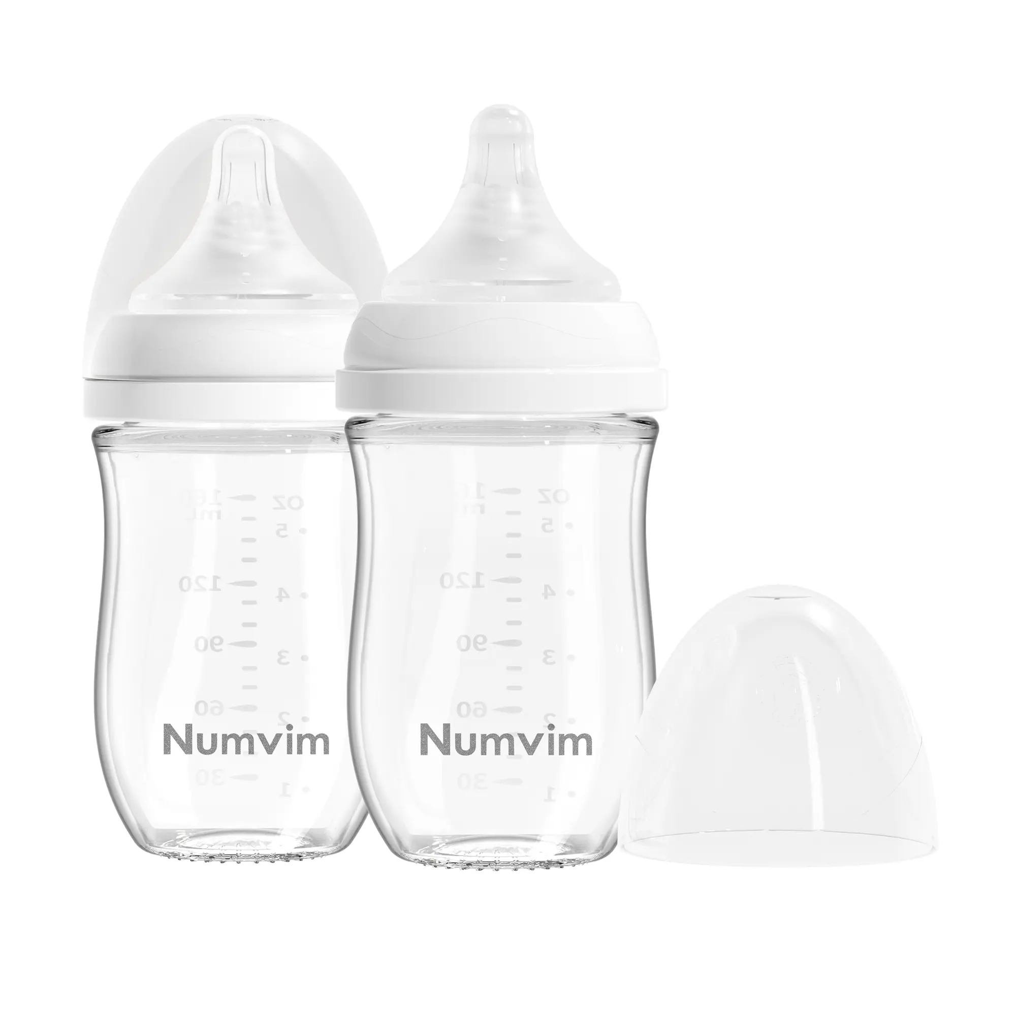 Glass Natural Baby Bottle Gentle & Extra Slow Flow, Without Lead, Newborn Breastfeeding Bottle for 0 Months Babies, Includes SS Flow. 2 Packs