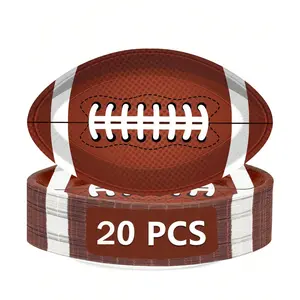 10/20 Pack Football Theme Party Plates, Disposable Paper Plates, Touchdown Party Supplies, Sports Birthday Decorations