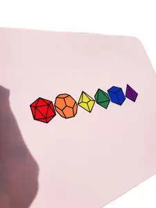 Dungeons And Dragons Dice Car Window Decal | Polyhedral Dice Set Sticker | Rainbow DnD D20 Laptop vinyl decals car sticker