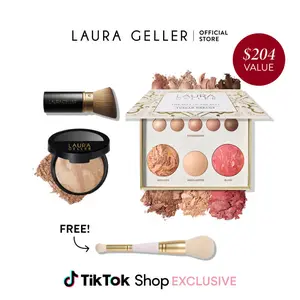 Laura Geller Tuscan Dreams Baked Starter Kit - Powder Foundation, Blush, Highlighter, Eyeshadows, & Kabuki Brush
